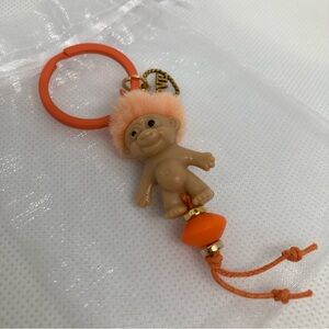Handcrafted Troll Keychain with Charm and Mesh Gift Bag